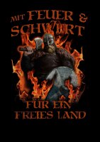 Mit Feuer und Schwert - Tshirt heiden Odin Hugin Munin Thor Vikings Wikinger 2XL