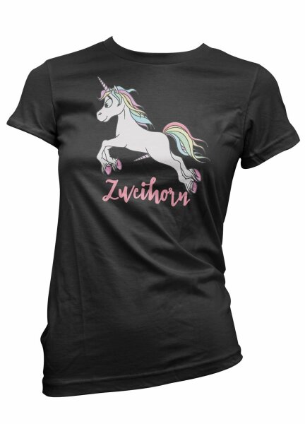 Zweihorn - Ladyshirt Funshirt Unicorn Einhorn