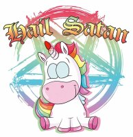 Einhorn Hail Satan - Ladyshirt Funshirt Unicorn Einhorn 666
