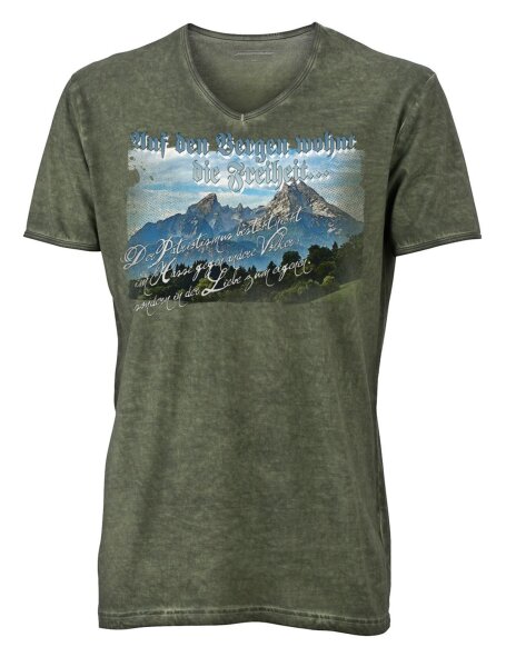 Auf den Bergen wohnt die Freiheit - Hemad Tshirt Wiesn Tracht Lederhosn