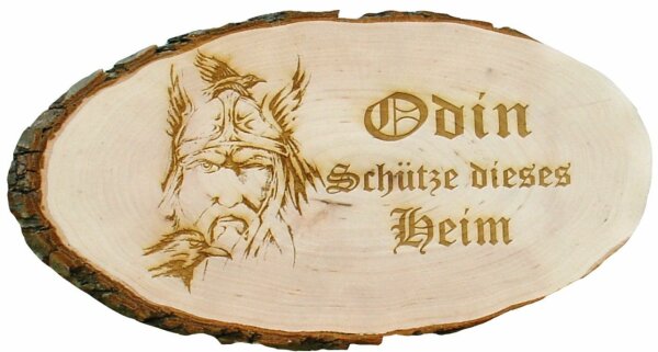 Odin sch&uuml;tze dieses Heim Holzrindenscheibe