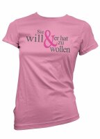 Sie will &amp; er hat zu wollen - JGA DamenShirt JGA DamenShirt Junggesellinnen Pixel Pink-XL