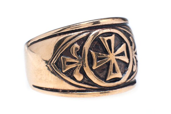 Mittelalter Ring ISIAS 13 mm Siegelring der Tempelritter Bronze