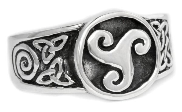 Celtic Siegel Ring TORIAN 11 mm Keltische Triskele Vintage Silber