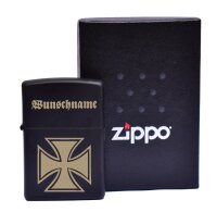 ZIPPO Sturmfeuerzeug schwarz Eisernes Kreuz mit...