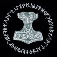 THORHAMMER Runenkreis bestickt - ZIP Jacke Odin Thor Edda Runen Wotan