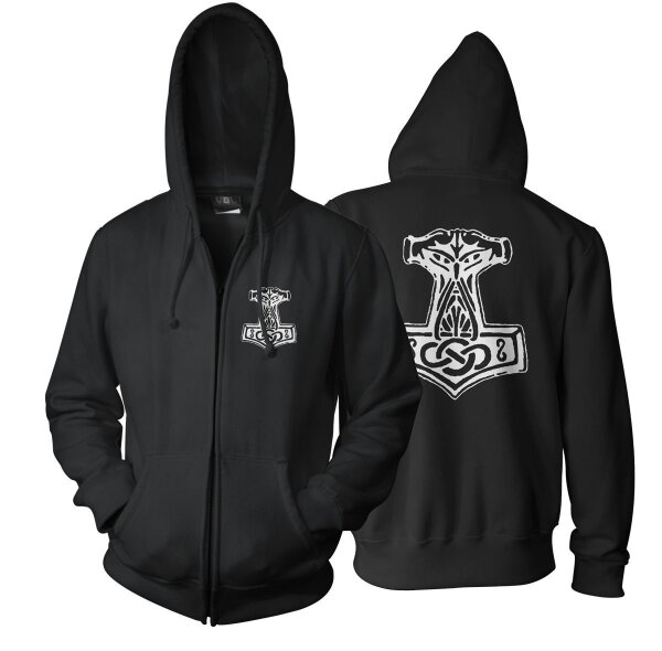 Thorhammer 3 - KapuzenZIP Mj&ouml;lnir Asgard Valhall Vikings Odin Wotan Edda XL