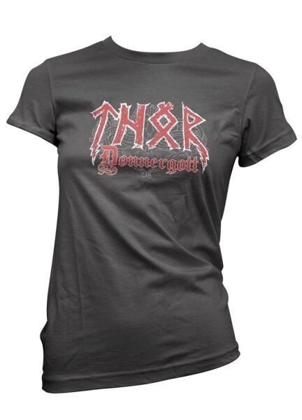 Thor Donngergott Götterhammer - Girlieshirt Asgard Wotan Mjölnir Odin